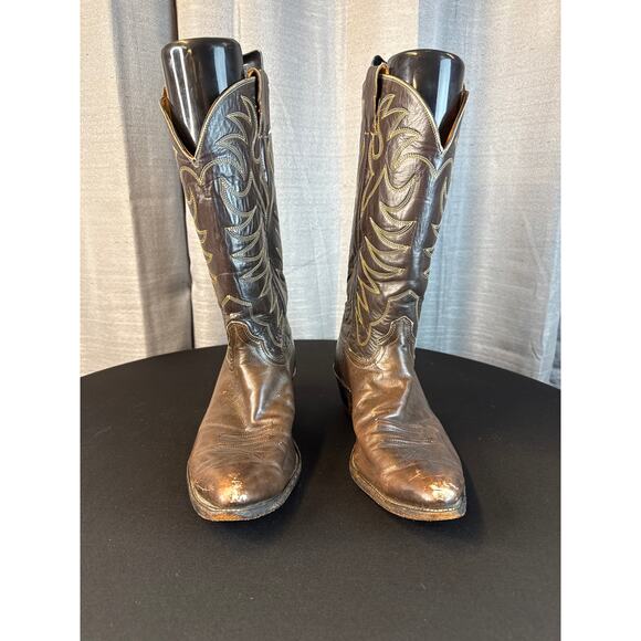 Vintage Men’s Brown Leather Cowboy Boots Sz 10.5D main image 5